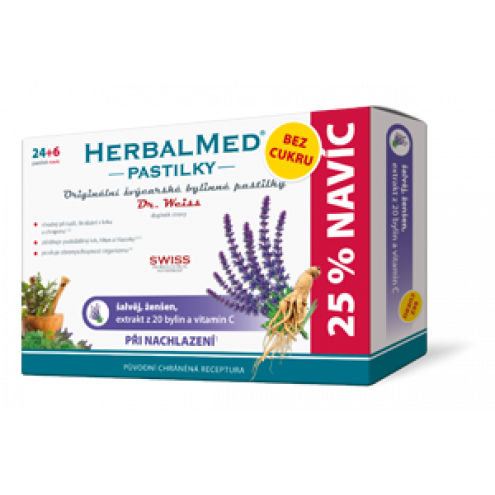 Dr. Weiss HerbalMed - Пастилки с шалфеем, женьшенем и витамином С 24+6